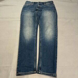 Banana Republic Authentic Slim Jean Men-33x34-Blue Dark Wash Stretch Western4240